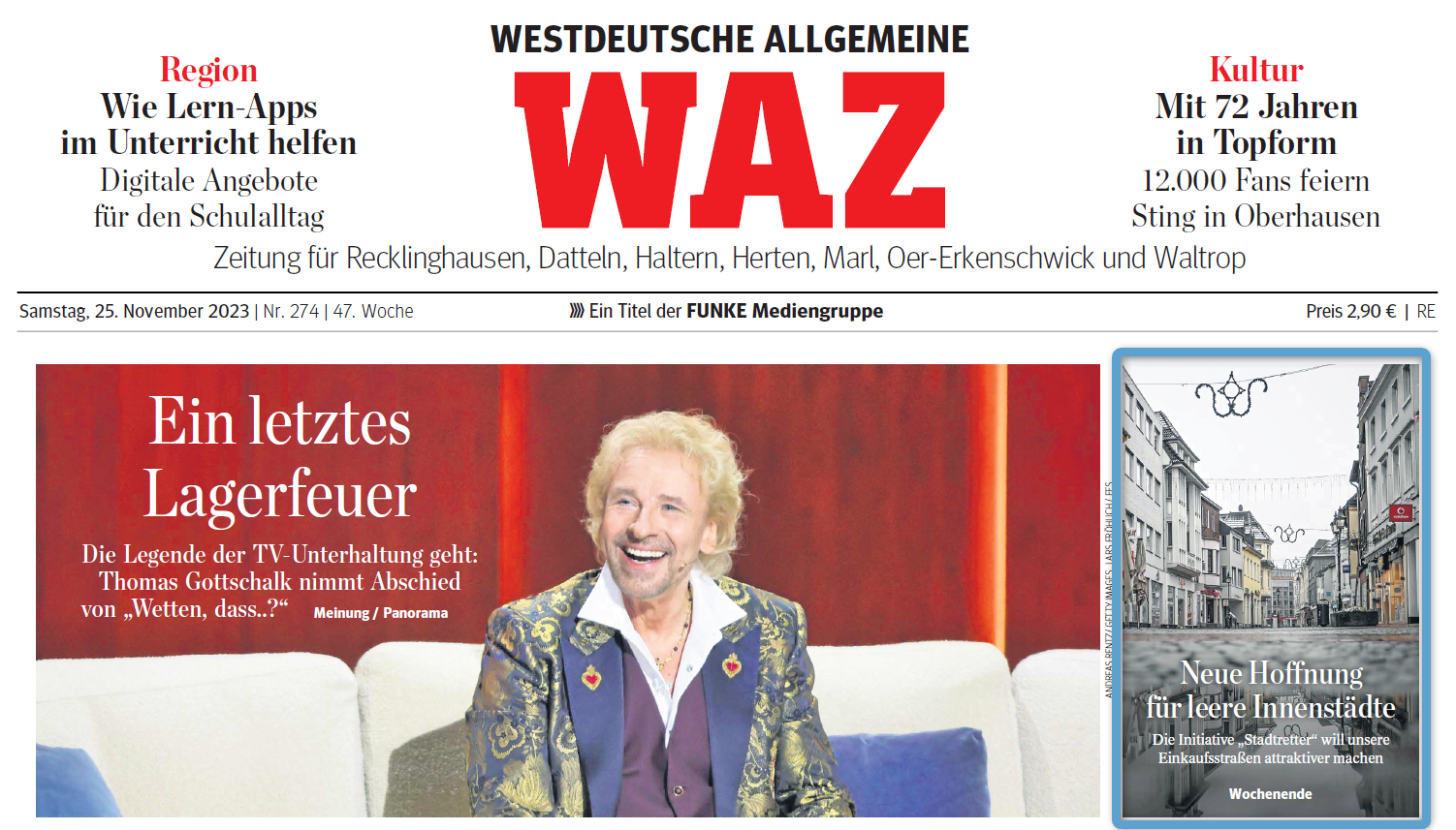 WAZ Titelseite, Stadtretter kommen